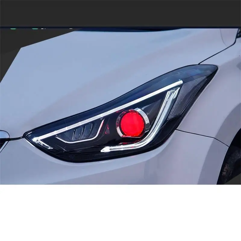 Drl Automovil автозапчасти Cob Стайлинг светодиодные дневные ходовые боковые поворотники фары автомобильные фары в сборе для hyundai Elantra