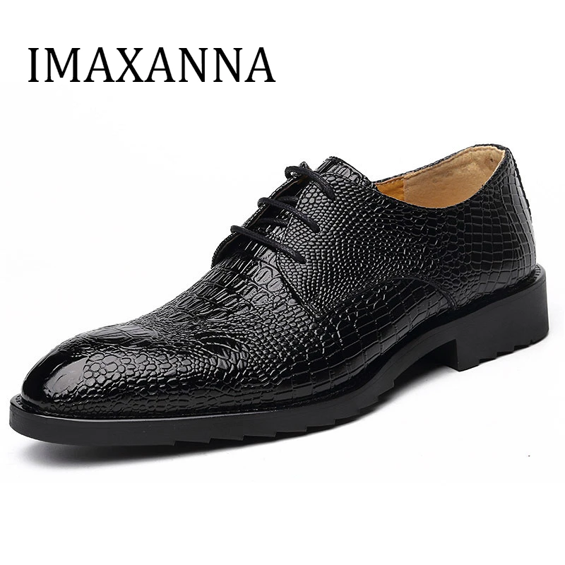 

IMAXANNA Genuine Leather Men Shoes Business Fashion Men Dress Leather Shoes Luxury Brand Pointed Toe Shoe For Men Oxford