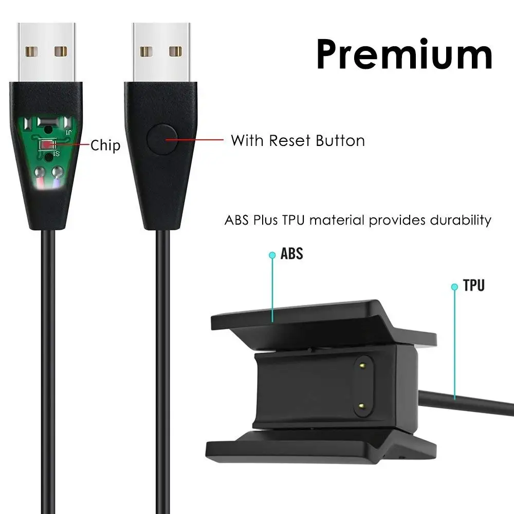 Hot 3C-for Fitbit Alta HR Charger with Reset Button Replacement USB Charging Cable for Fitness Smart Watc | Электроника