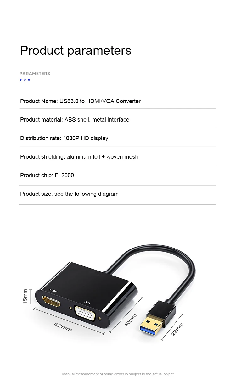 Видео Аудио Мужской конвертер с разъемом адаптер 1080P USB 3,0 к адаптер HDMI VGA для ПК ноутбук планшет звуковая карта USB разъем
