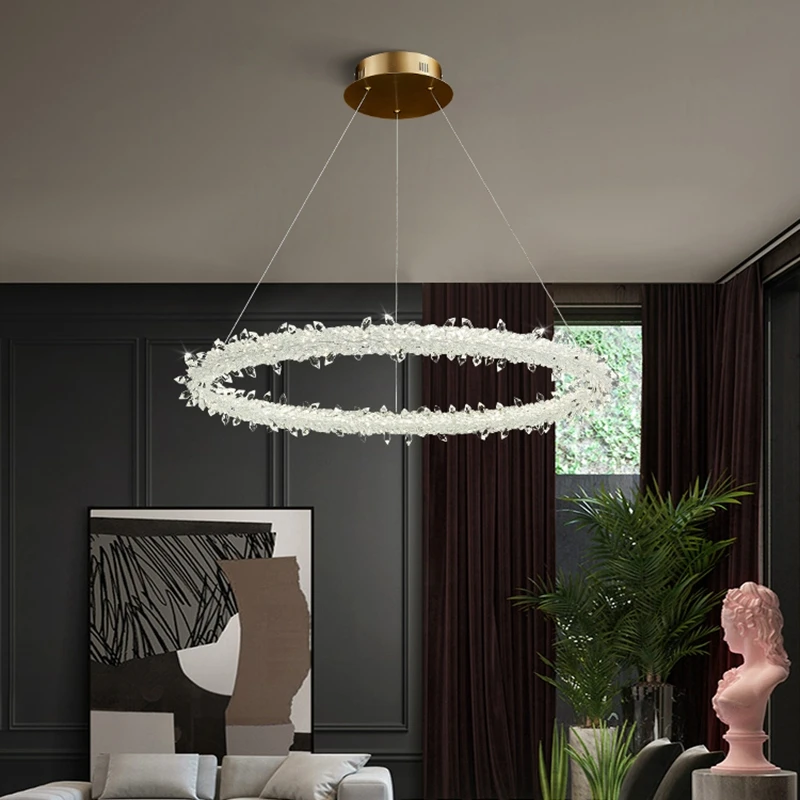 Kobuc Modern Ring Crystal Led Pendant Lights Lustre Lamp Bedroom Living Dining Room Villa Indoor Lighting Decor Hanging Light | Освещение