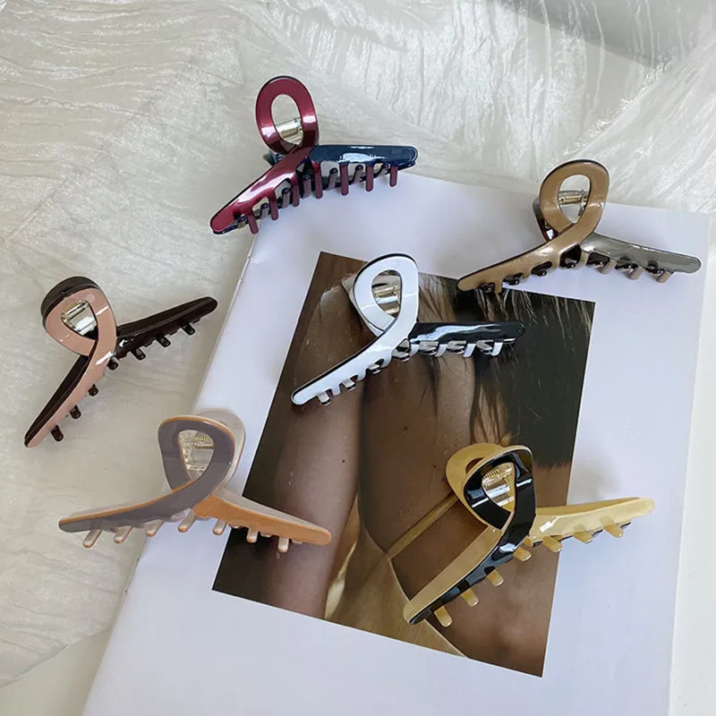 

High-grade Acetate Hair Claw Fashion Accessories Women Hit Color Large Back Head Hair Clip Color Matching Plate Hairpin Headwear