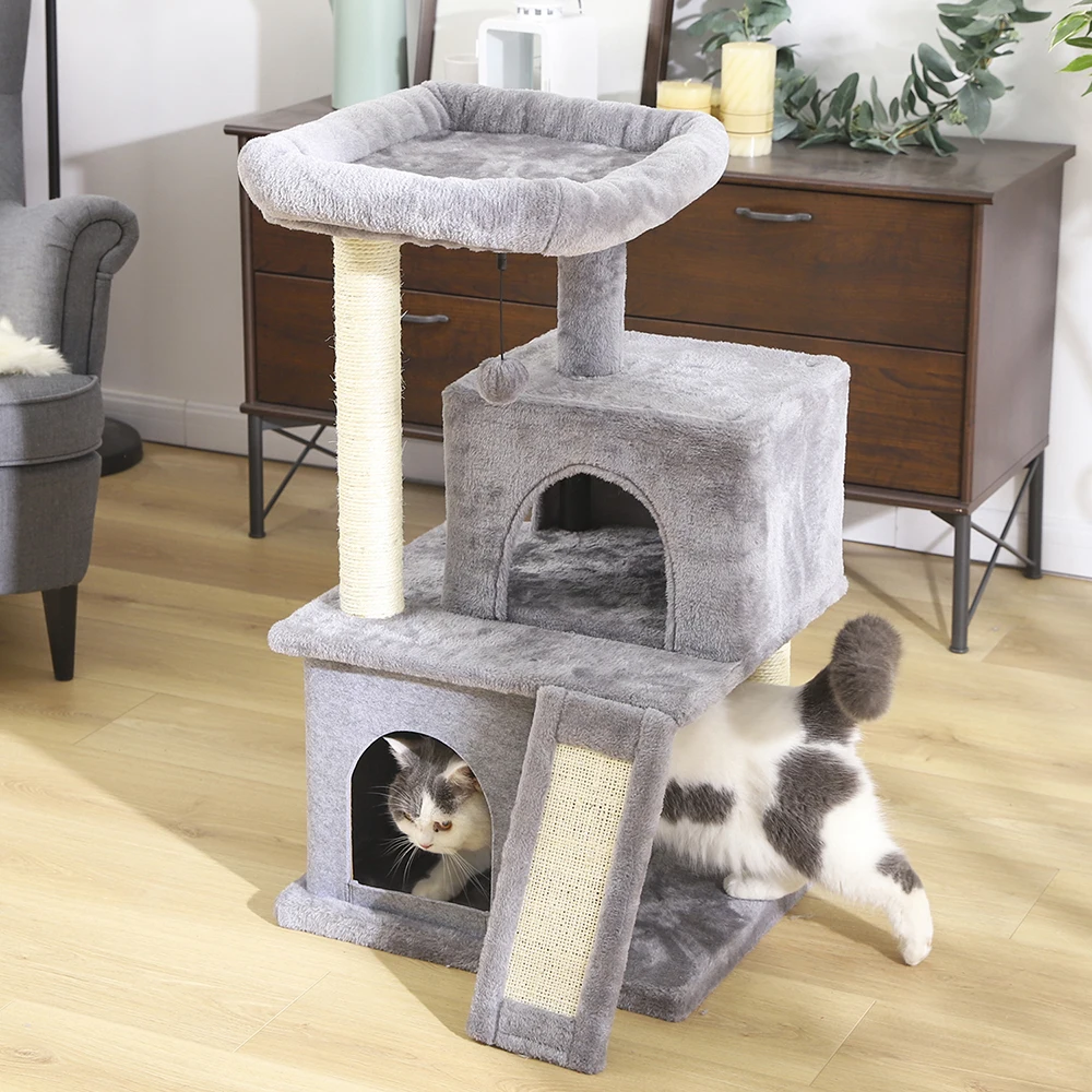 Domestic Delivery Cat Tree Condo House Scratcher Funny Scratching Post Climbing Tree Toy for Cats Kitten Activity Pet House Nest