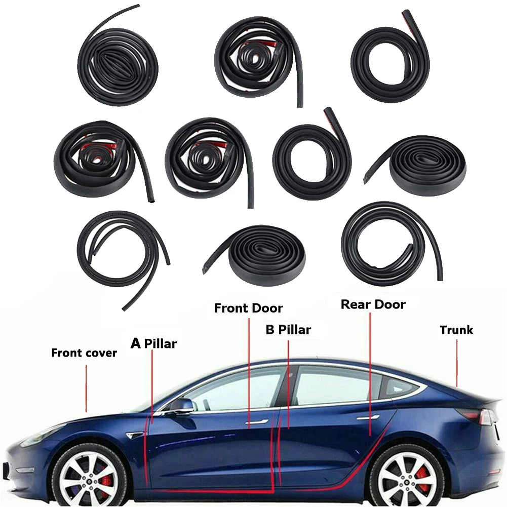

For Tesla Model 3 Car Door Seal Strip Kit Soundproof Noise Insulation Weather Strip Sealing Front/Rear Door Truck AB Pillar Seal