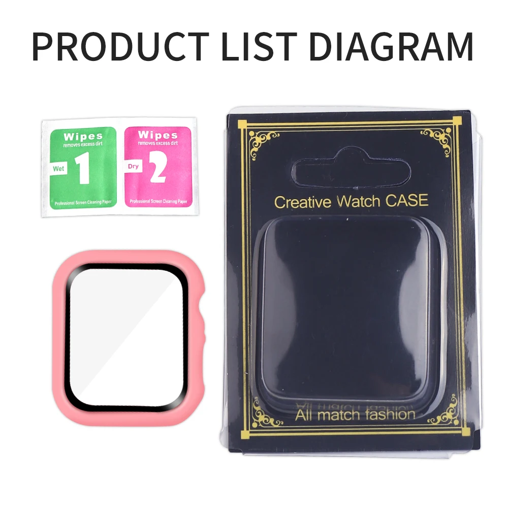360 full Screen protector Bumper Frame matte hard Case for Apple watch series 7se6 5 4 3 2 1cover Tempered glass film for iwatch