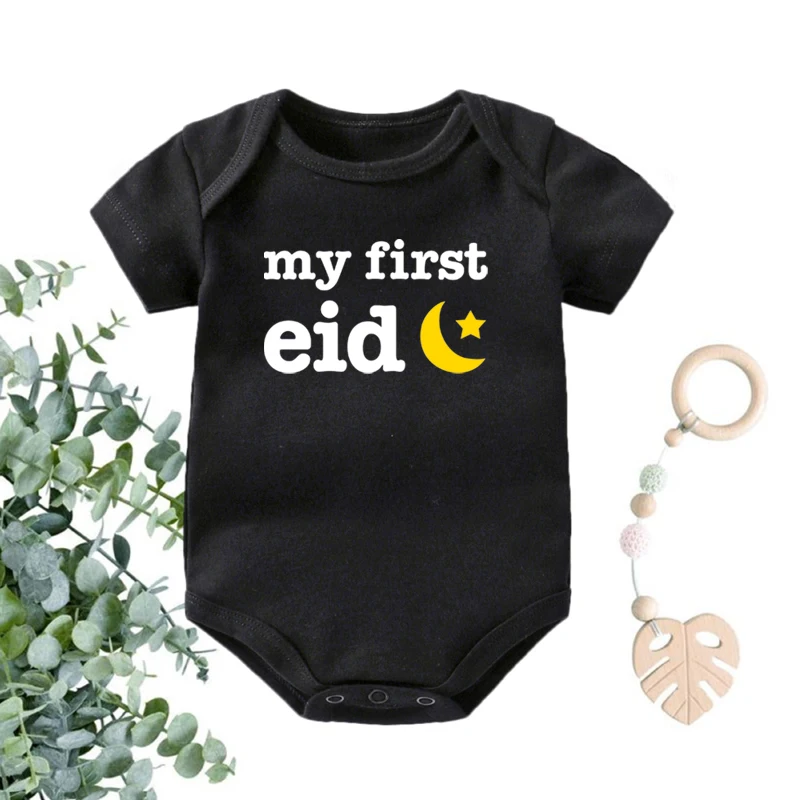 My First Eid Print летний детский комбинезон милые хлопковые комбинезоны с коротким