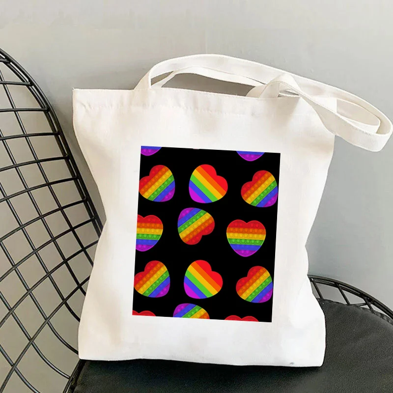 

Shopper Pop Rainbow Fidget Anti stress Fidget Toy printed Tote Bag women Harajuku shopper handbag Stress Lady Canvas Bag