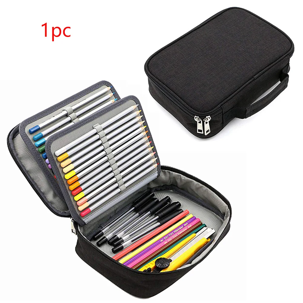 

72 Slots Art Supplies Large Capacity Offices Pencil Case Sketch With Handle Wear Resistant Storage Organizer Sturdy Canvas