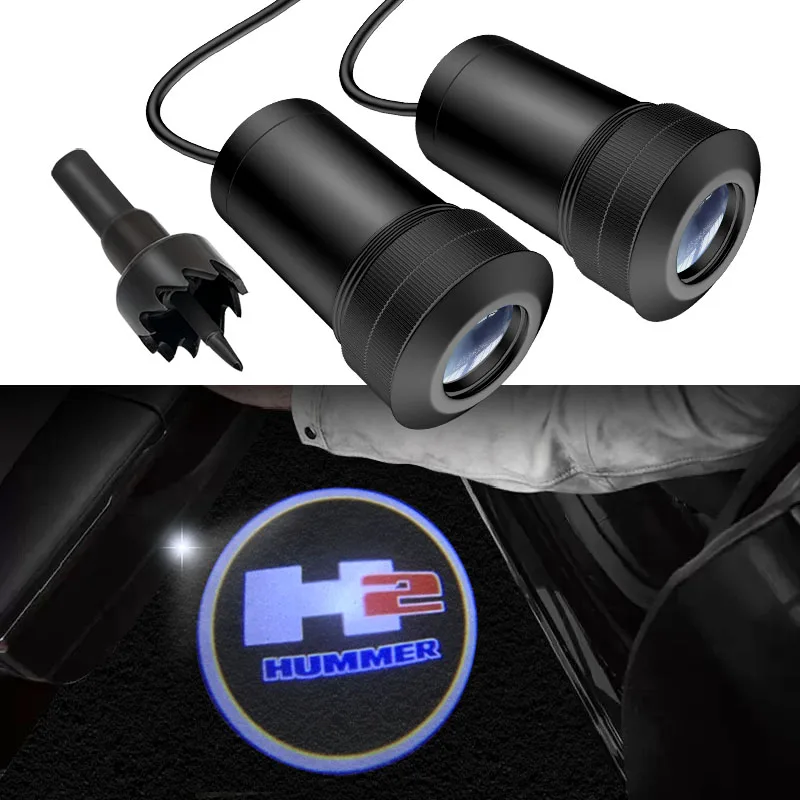 

AEING 2pcs Ghost Shadow Logo welcome Car White LED Door Light Laser Courtesy Slide Projector logo Emblem light For HUMMER H2