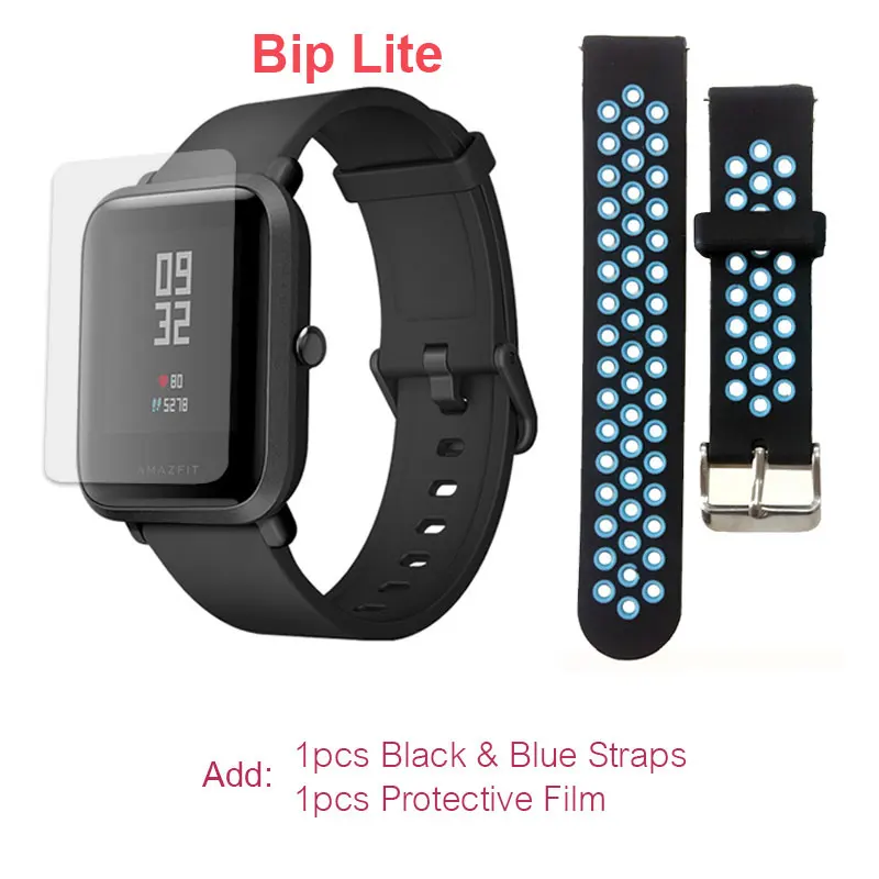 BlackBlue Film Xiaomi Huami Amazfit Bip Lite умные часы глобальная версия легкие умные часы с 45 днями ожидания gps - Цвет: BlackBlue Film