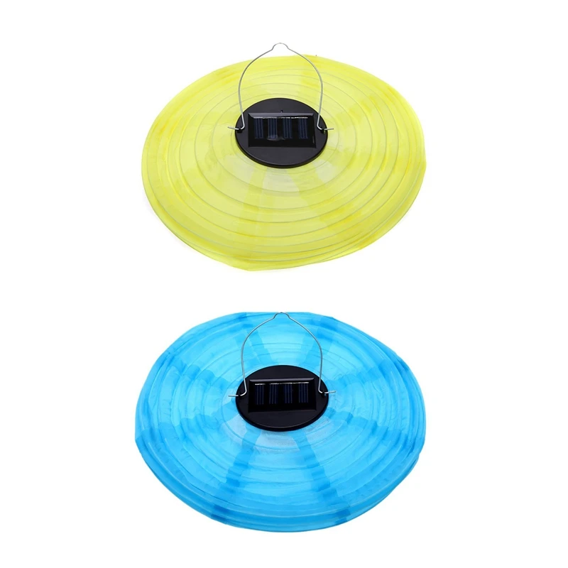 2 Pcs 10 Inch Solar Lanterns Road Lantern for Garden Decoration Blue &amp Yellow | Дом и сад
