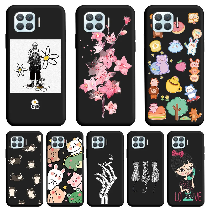 

Black Soft TPU Shell For OPPO F17 Pro A93 4G Case Silicone Personality Tide Shell For OPPO Reno 4 Lite Case Cute Cartoon Fundas
