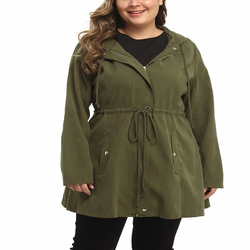 

Autumn plus size women's hooded jacket 5XL 6XL 7XL 8XL 9XL bust 143CM fashion women's solid color pocket zipper thin windbreaker