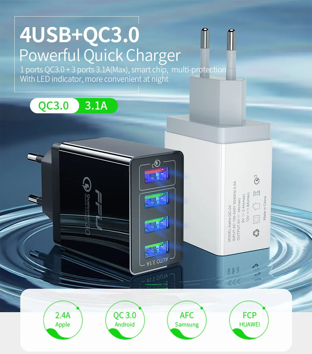 FPU Быстрая зарядка 4,0 3,0 USB зарядное устройство 48 Вт QC QC3.0 быстрое зарядное устройство настенный адаптер многопортовый портативный мобильный телефон зарядное устройство для Xiaomi
