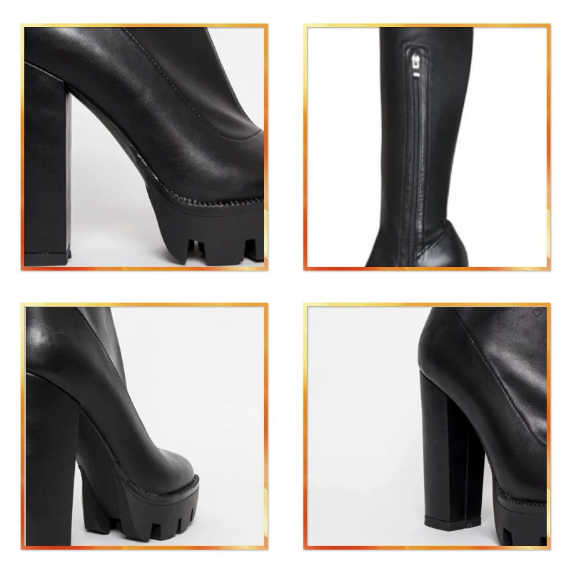 

KARINLUNA Brand New Flock Leather Women Over The Knee Boots Sexy 12cm High Heels Platform Autumn Spring Woman Shoes Women Boots