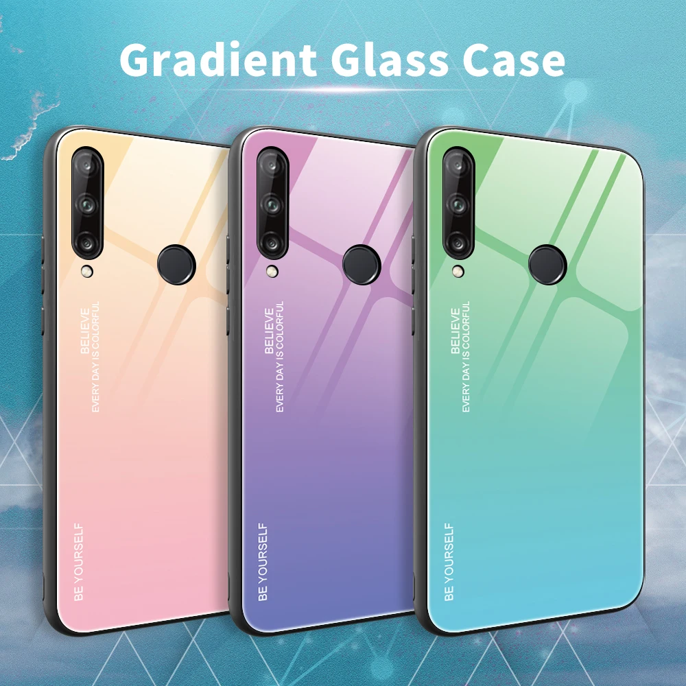 Чехлы из закаленного стекла для Huawei P40 Pro градиентные Мягкие силиконовые чехлы Lite