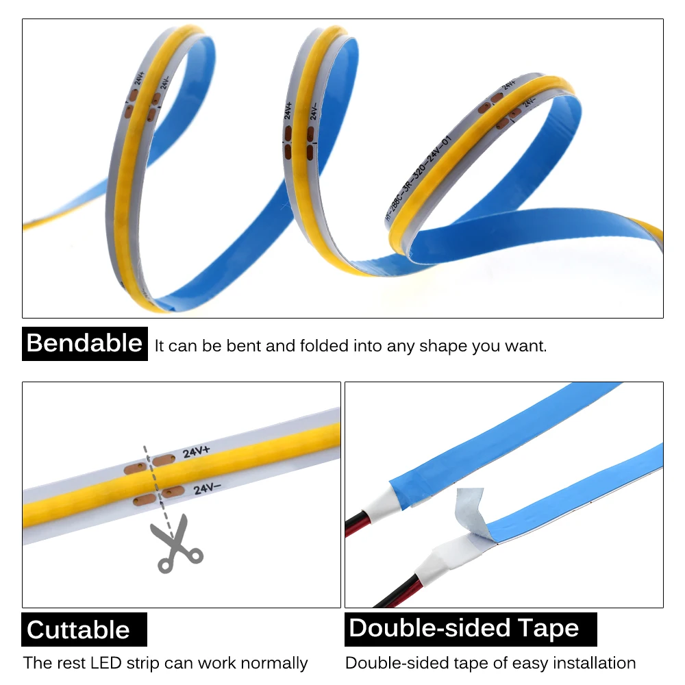 Комплект светодиодных лент с COB матрицей гибкая Беспроводная LED лампа