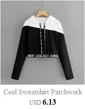 Cool Sweatshirt Patchwork Hip Hop patchwork Long Sleeve Pullover contrast Hoodie letter printing Short Women high quality W30718
