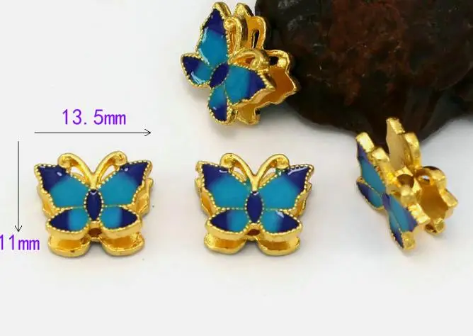 

5pcs/lot Tibetan silver Dripping oil spacer Cloisonne lotus butterfly Loose Spacer Beads for DIY Jewelry Making bracelet dfg4