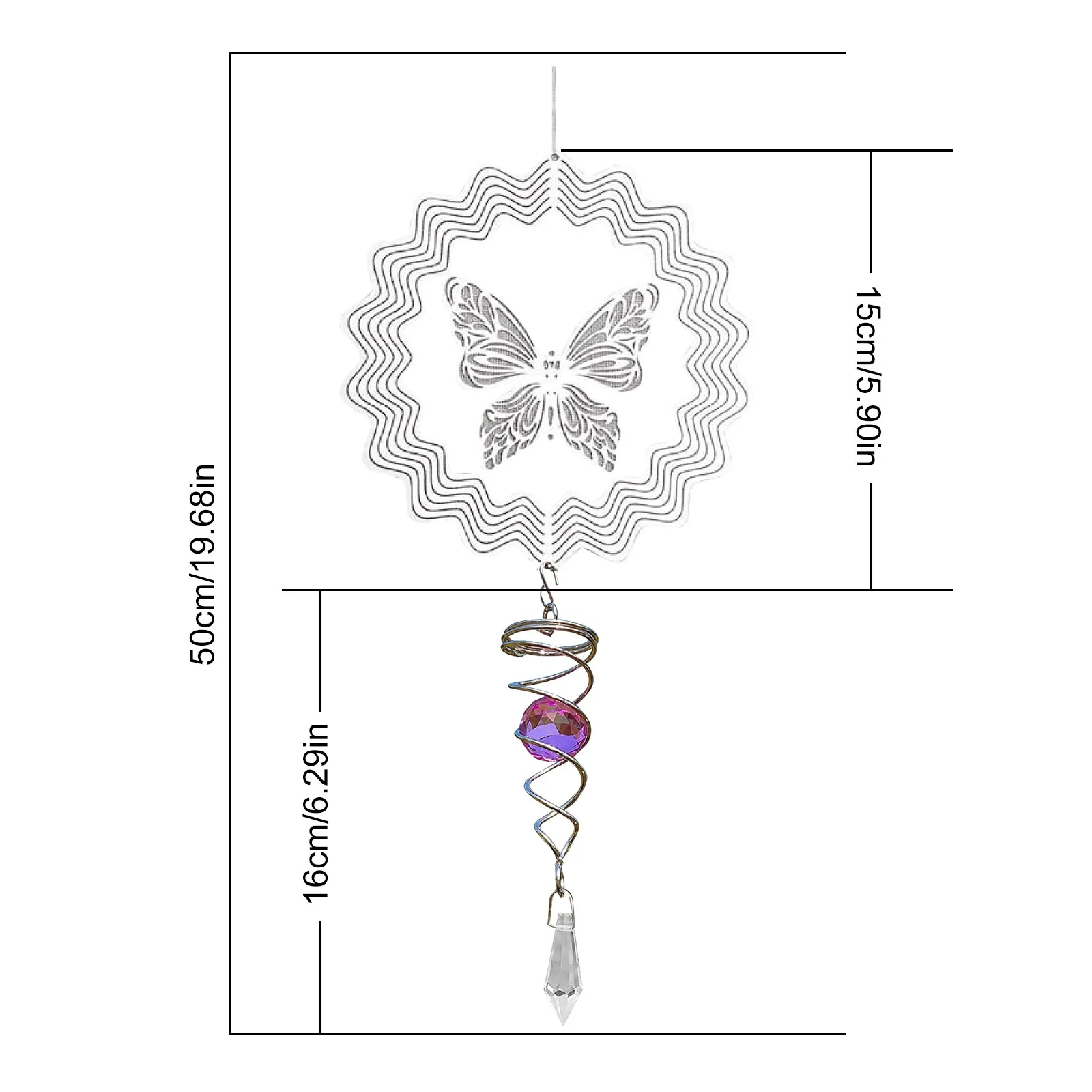 

Stainless Steel Metal Wind Spinner Indoor Outdoor Garden Decoration Crafts 3D Butterfly Pattern Ornaments Rotating Hanging Decor