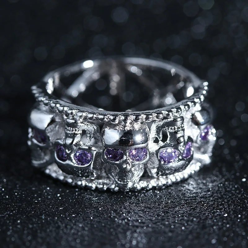 Панк белый золотой Призрак Череп Скелет рука CZ кольцо для мужчин панк стиль Мотор