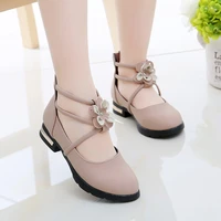 girls leather shoes 2022 autumn princess shoes performance dance kids flats for wedding chic flowers sweet hot zip 27 37 cute
