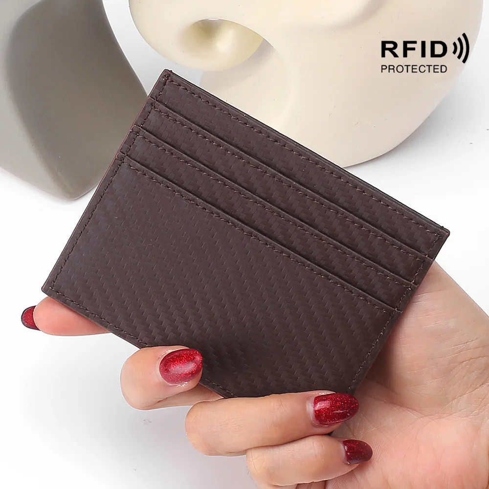 BISI GORO мужской RFID кошелек из углеродного волокна натуральной кожи бизнес