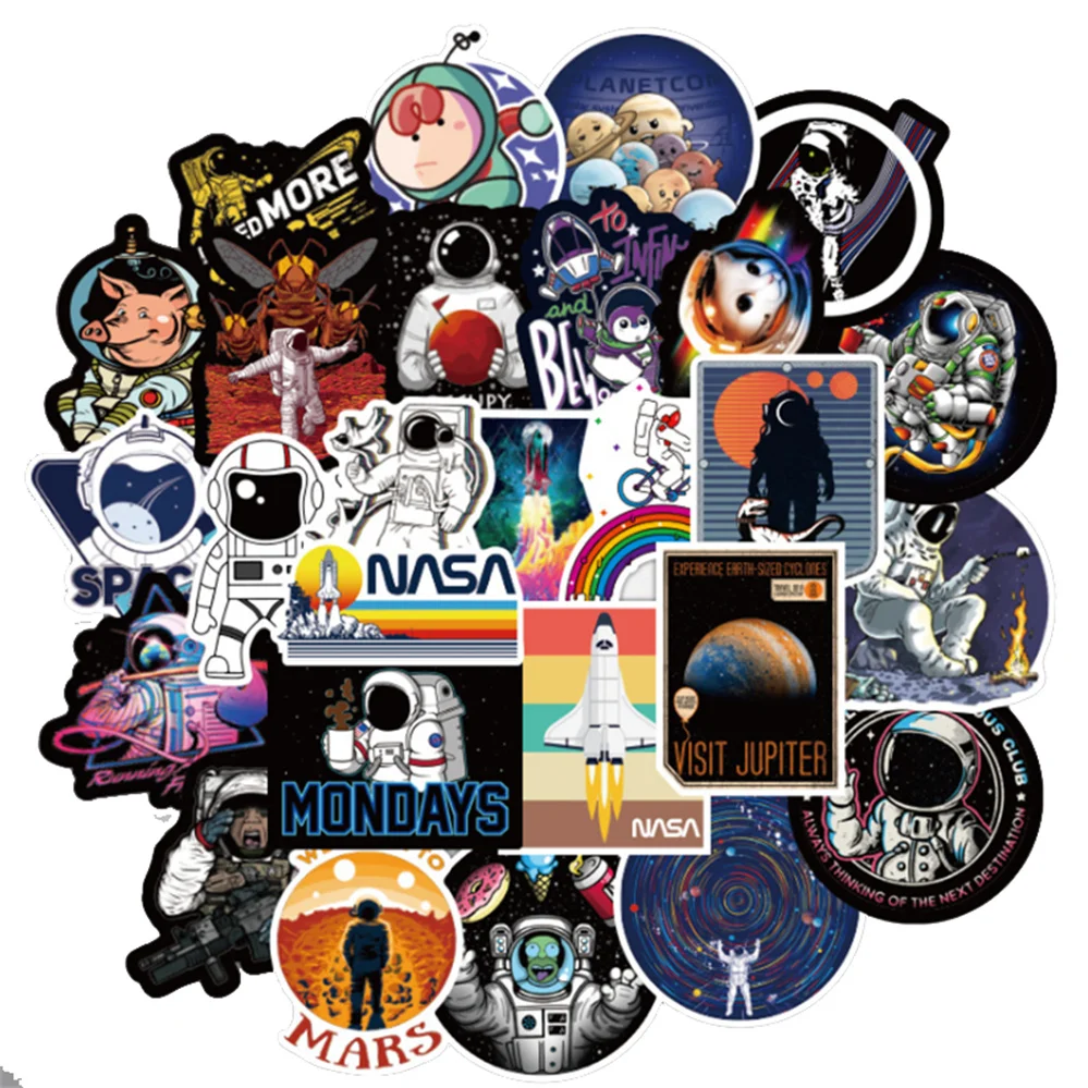 10/30/50 Uds la exploraci&oacute;n espacial astronauta de dibujos animados pegatina de Graffiti maleta port&aacute;til taza de agua guitarra etiqueta engomada impermeable al por mayor-0
