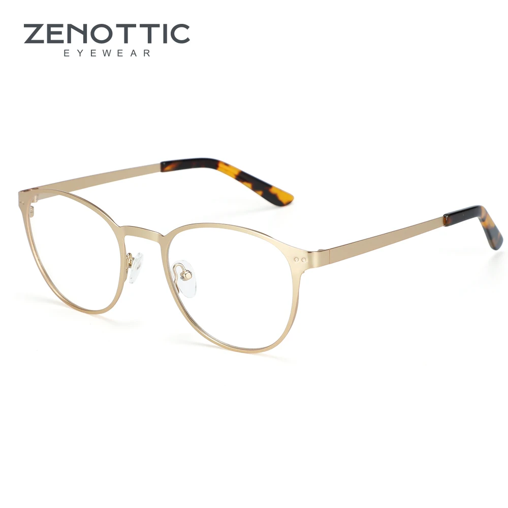 ZENOTTIC сплав круглая оправа для очков для Для женщин очки в стиле ретро с прозрачными компьютерные очки модные дизайнерские очки поддельные очки 1803