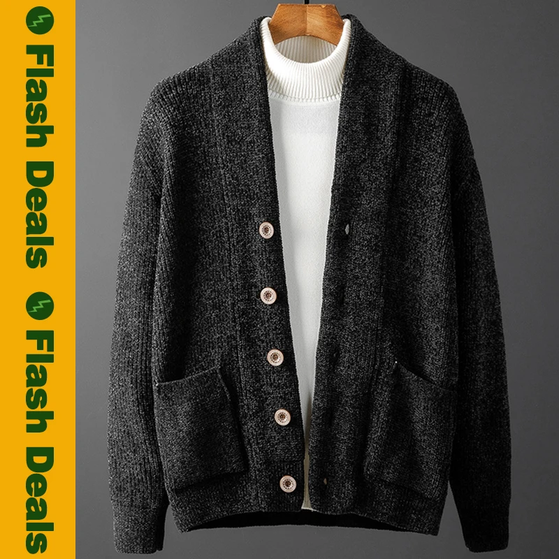 Плотный вязаный свитер для мужчин толстый шерстяной куртка мужской Женский
