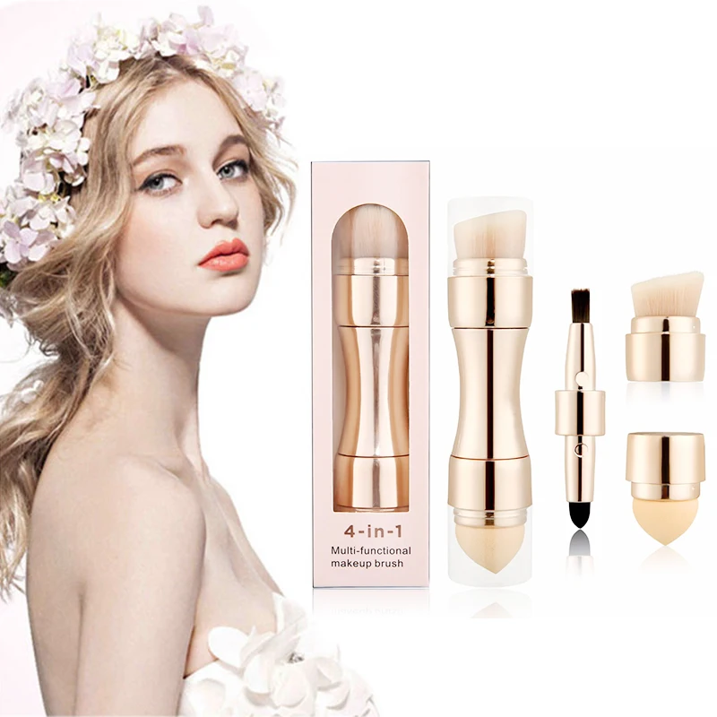 

4 In 1 Makeup Brushes Foundation Brush Eyeshadow Brush Blush Brush Lip Brush Cosmetic Multi-functional Professional Beauty Tool