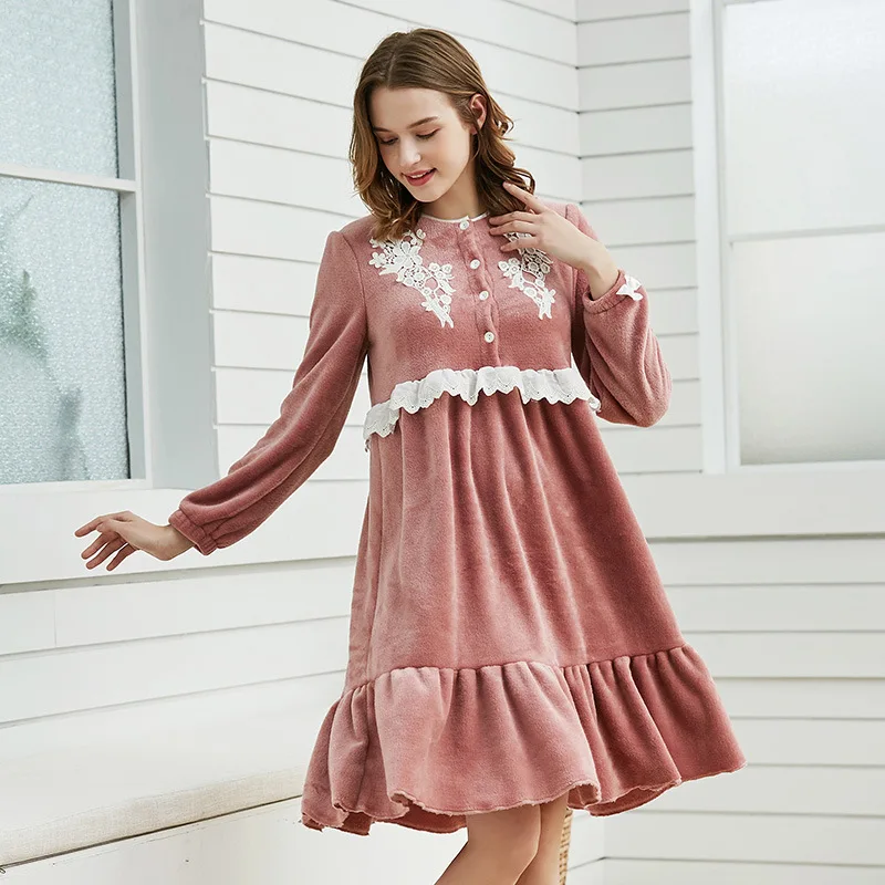 Фланелевая ночная рубашка SXTHAENOO для женщин зимняя Свободная Женская принцессы