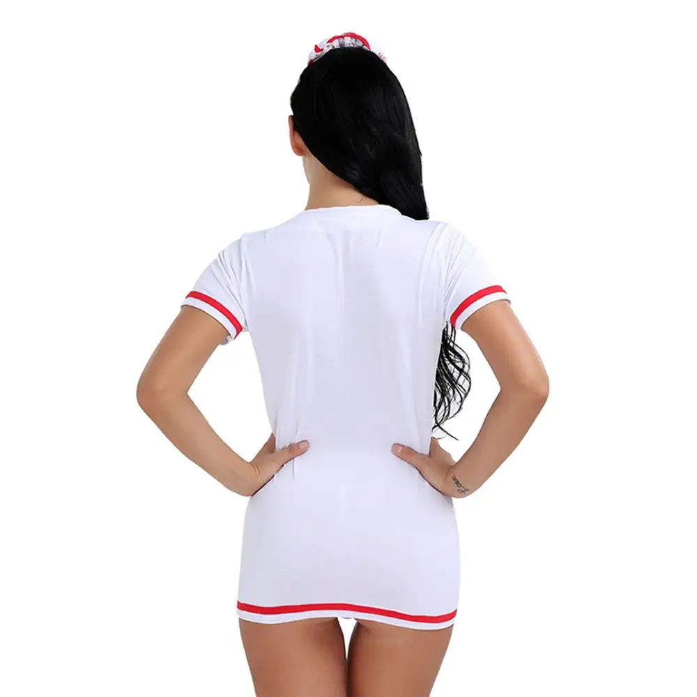 Женский сексуальный комплект нижнего белья, на молнии, для медсестры, Babydoll, с обручем для волос, стринги, для ног, на Хэллоуин, костюм, вечерние, необычные, косплей, набор