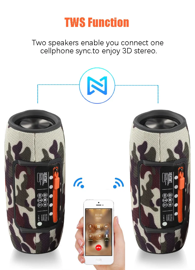 FOR 3600mAh 40W TWS Bluetooth Speaker Waterproof Portable PC column bass Music Player Subwoofer Boombox with FM Radio BT AUX TF enlarge