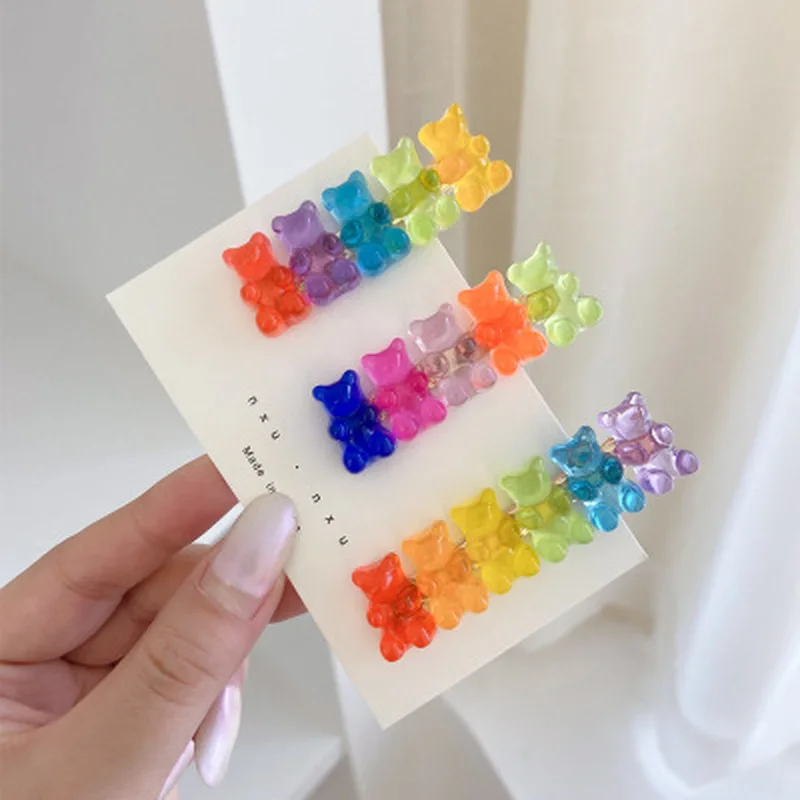 

Fashion New Korean Style Candy Color Jelly Bear Shape Resin Hair Clips Cute Cartoon Animal Hairpin Hair Acccessories Gifts