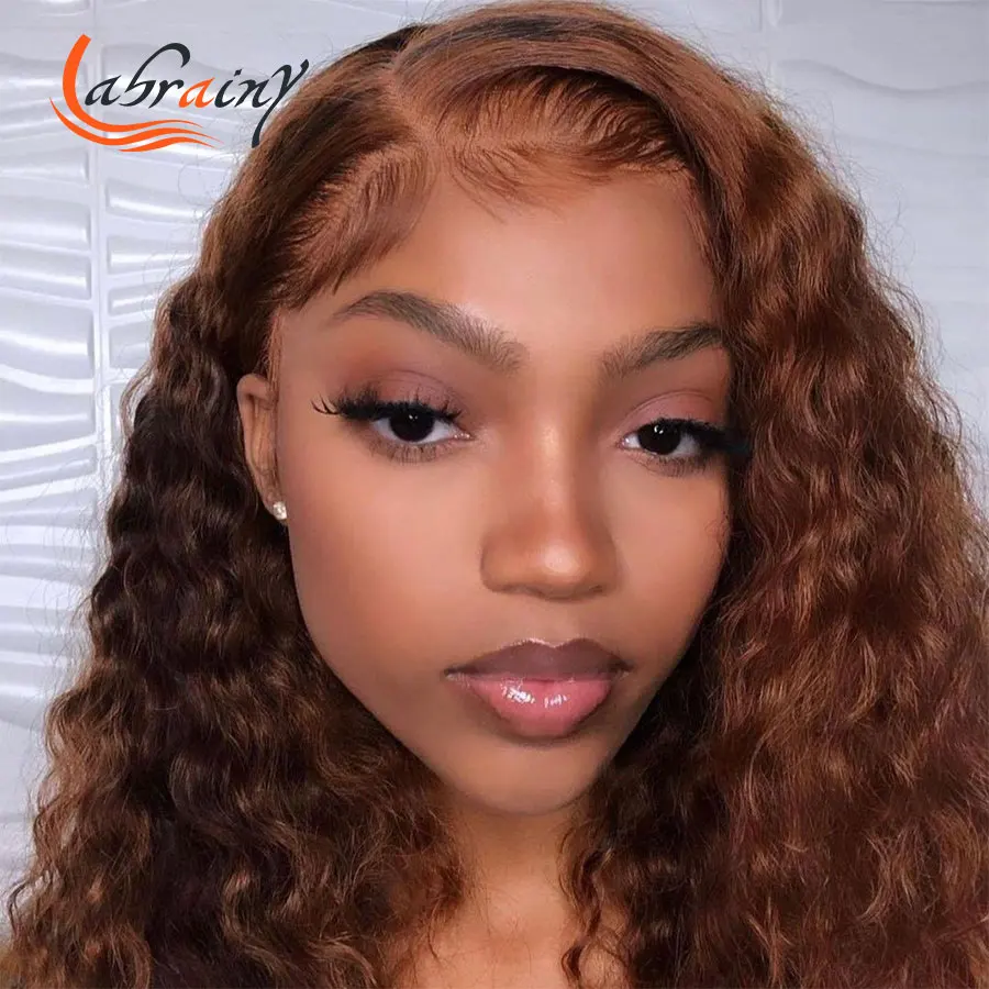 

13X6 Transparent Lace Frontal Curly Wig Honey Blonde Deep Wave Lace Front Human Hair Wigs For Women Pre Plucked Bleached Knots