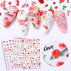 1 шт 3D Роза цветок серия наклейки для ногтей бабочка сердце фраза 3D наклейки для дизайна ногтей Сделай Сам дизайн украшения