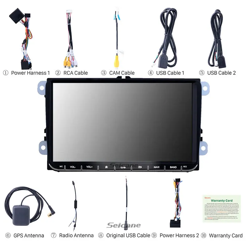 Автомагнитола Seicane проигрыватель на Android 10 4 + 64 ГБ с GPS для Volkswagen Golf Polo Tiguan Passat