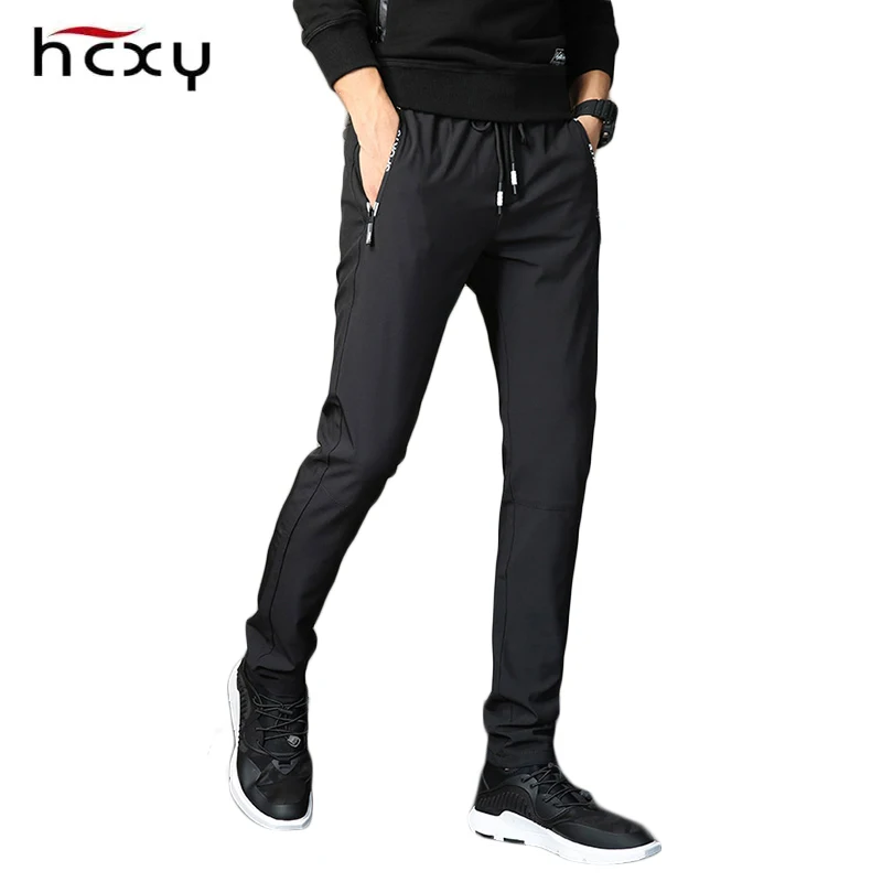 HCXY, летние мужские повседневные брюки, мужские брюки, облегающие, для работы, эластичный пояс, водонепроницаемый светильник, тонкие, крутые брюки