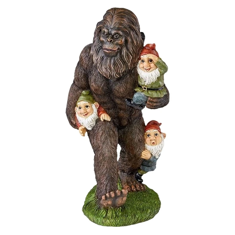 

Bear Orangutan Eat Dwarfs Statue Garden Ornament Art Craft Landscaping Yard Sculptures Decoration for Home Garden Patio Porch