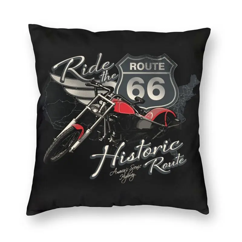 

Travel Motorcycle Ride Route 66 Cushion Cover USA Numbered Highways Floor Pillow Case for Car Custom Pillowcase Home Decoration