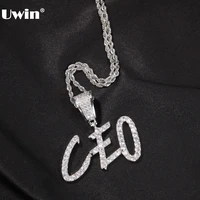 uwin custom big cursive font name pendent necklaces iced out cubic zirconia men women fashion hip hop jewelry for drop shipping