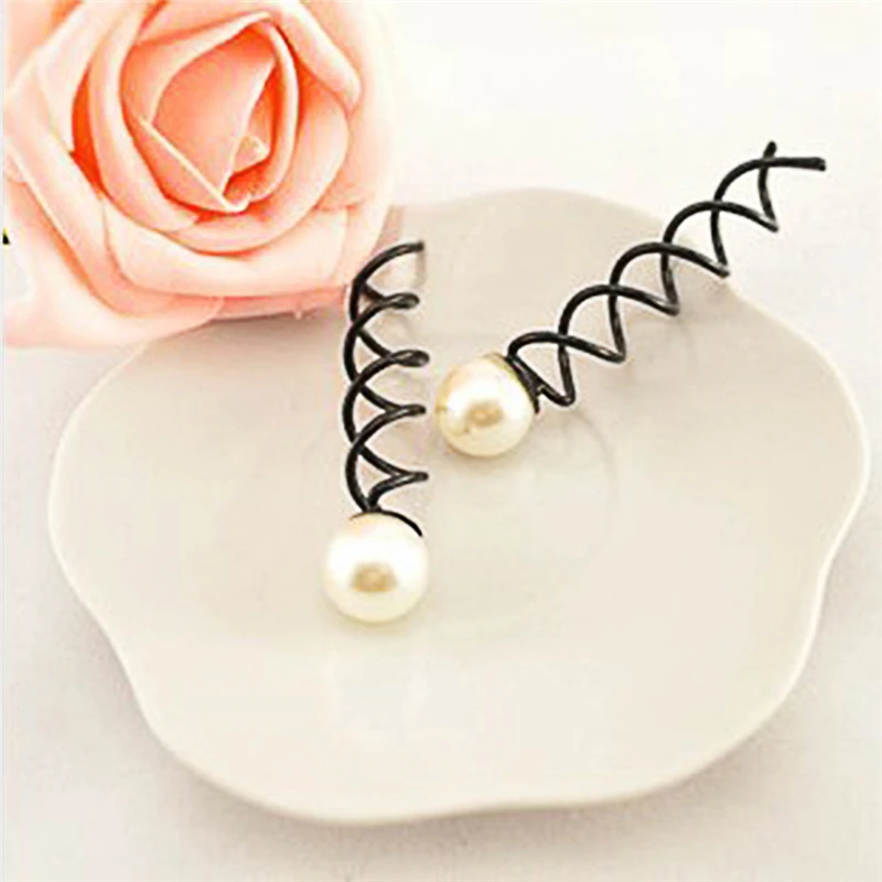 2 Pcs/Set Chic Women Girls Pearl Spiral Spin Screw Bobby Hair Pins Clips Twist Barrette Headwear Korean Accessories |
