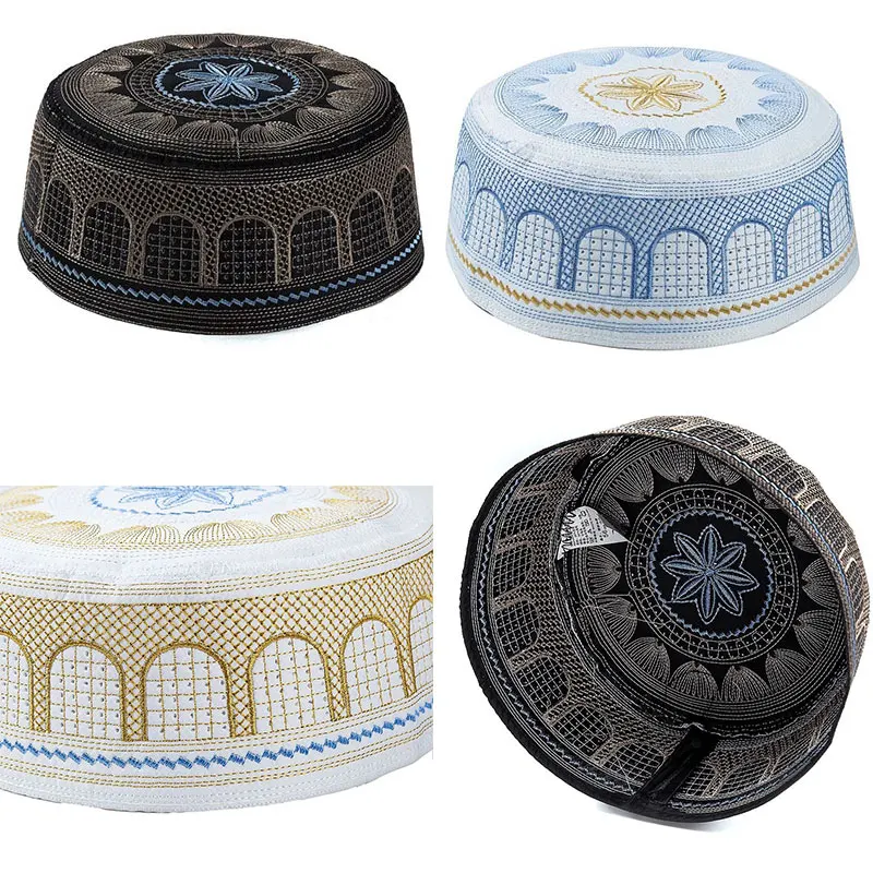 Мусульманские шляпы полиэфирная вышивка Арабская Мужская молитвенная шляпа