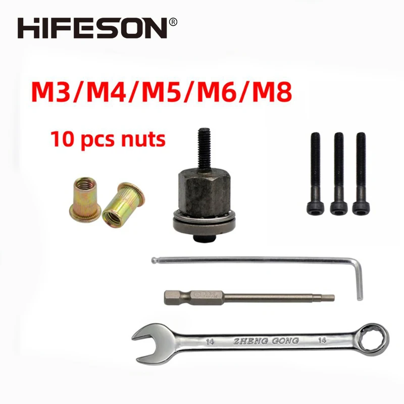 

Hand rivet nut first 10 PCS nuts, rivet nut simple installation manual riveting nut tool accessories M3 M4, M5 nut M6 M8