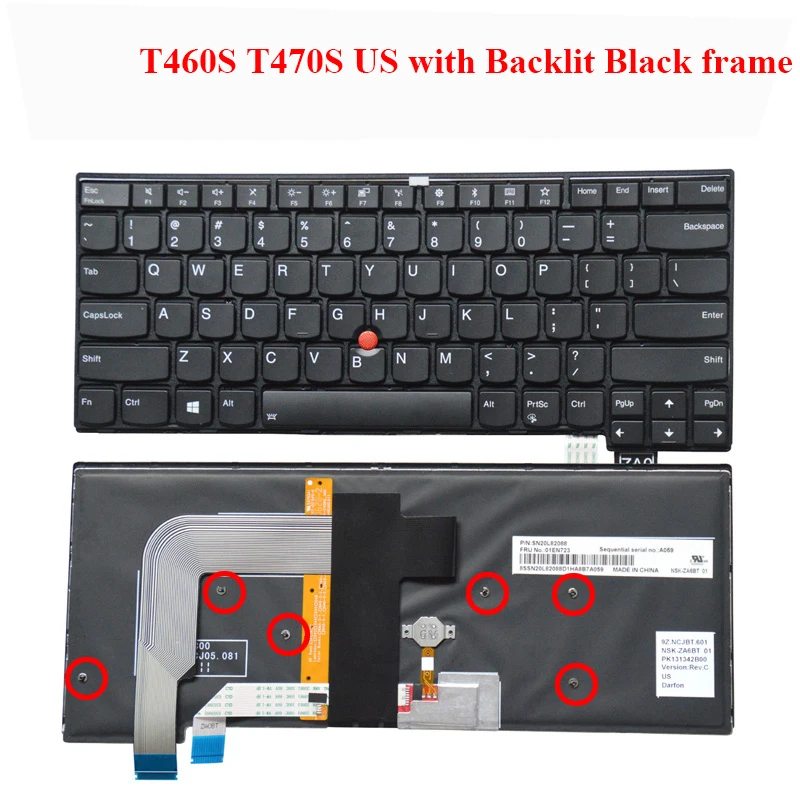 Новая клавиатура с английской подсветкой для ноутбука Lenovo Thinkpad 13 T460s T470s S2 2-я