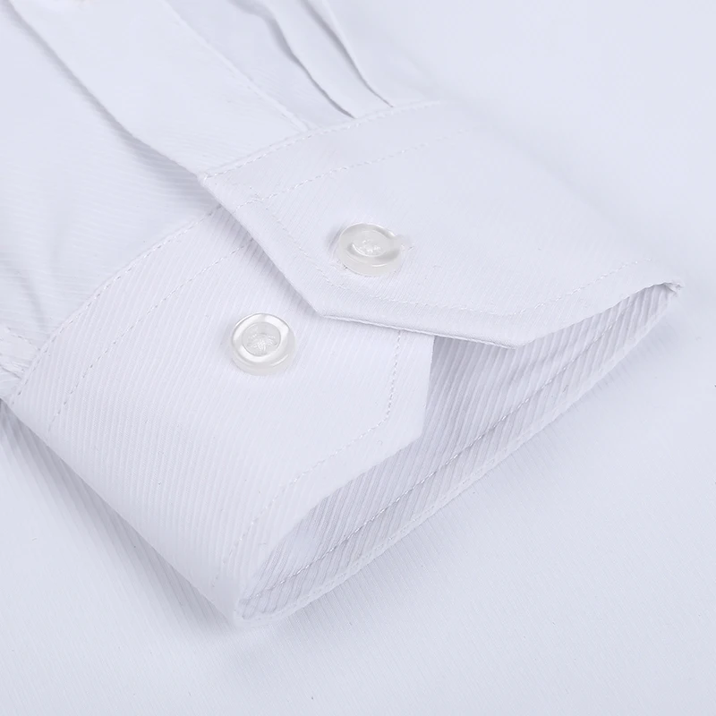 Мужская деловая рубашка с длинным рукавом белая/черная Повседневная приталенная