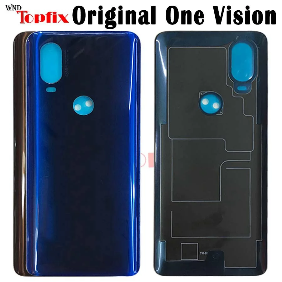 Оригинальная задняя крышка батарейного отсека для Motorola One Vision Задняя стеклянная