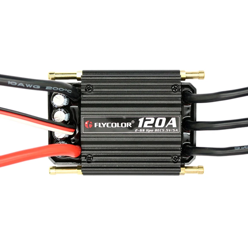 

Flycolor 120A Brushless ESC for RC Boat 2-6S with 5.5V/5A BEC