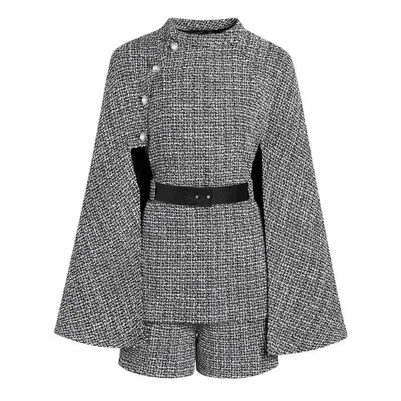 Женский твидовый комплект VSUE из двух предметов твидовая шерстяная накидка шаль